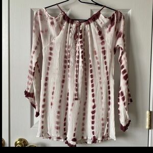 Bohemian Style Cold‎ Shoulder Blouse with Bell Sleeves Women’s Size Large